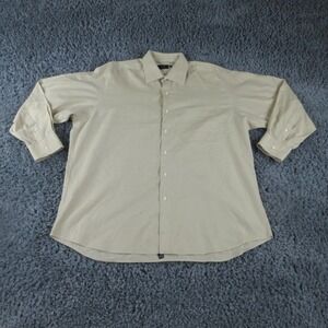 Ike Behar Dress Shirt Mens 17.5 34/35 Beige Check 100% Cotton Made In USA